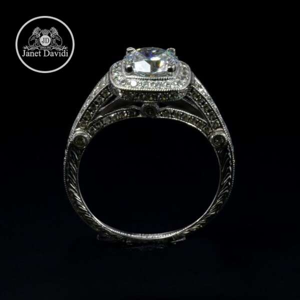 Antique Inspired Halo Engagement Ring